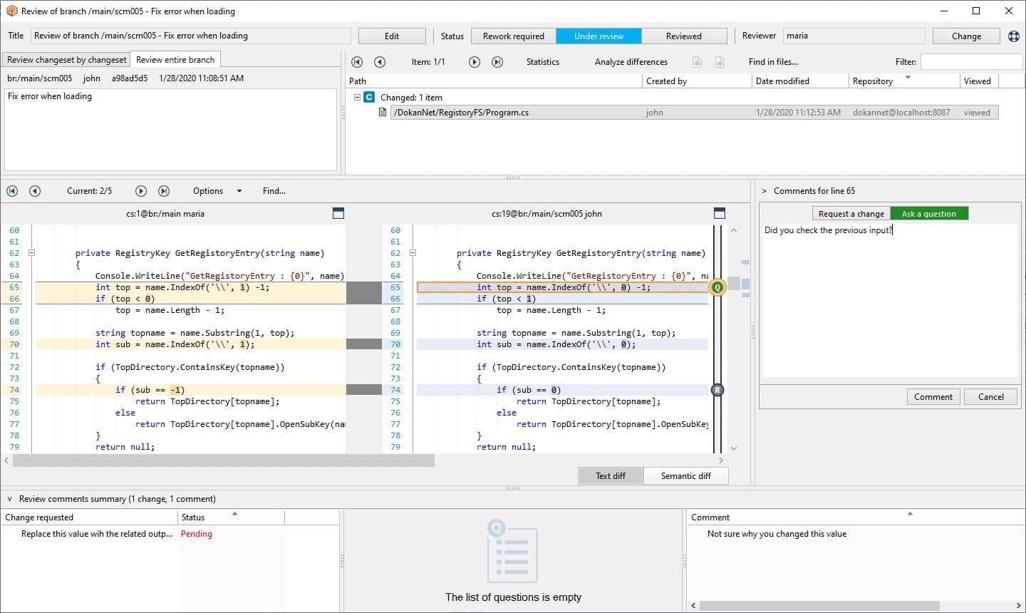Plastic Scm 코드 검토가 GUI 포함되어 있습니다.